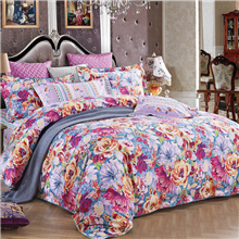 富安娜圣之花全棉床单被罩枕套四件套蝶迷花香203×229cm
